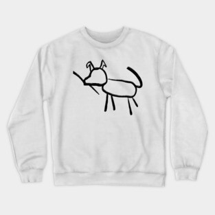 Stick figure, line drawing of a dog. Crewneck Sweatshirt