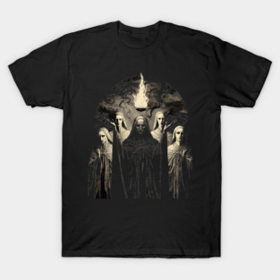 Initiates Of The Flame - occult esoteric dark fantasy illustration T-Shirt
