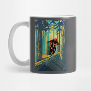 Forest log mountain bike ghost jumper Mug