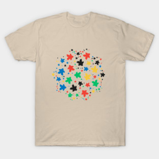 Meeple Colorful Pattern Board Games T-Shirt