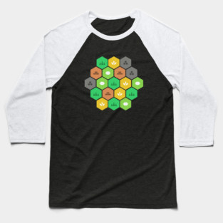 Minimalist Settlers Tile Board Games Baseball T-Shirt