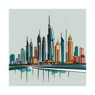 Dubai City Skyline Drawing T-Shirt