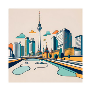 Berlin City Skyline Ink Drawing T-Shirt