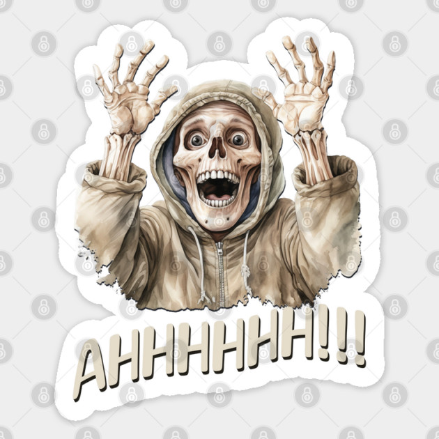 Ahhh! Funny Surprised Skeleton design Sticker by Luxinda