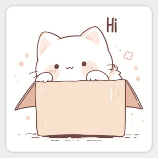 Cute Kawaii Cat says Hi Sticker