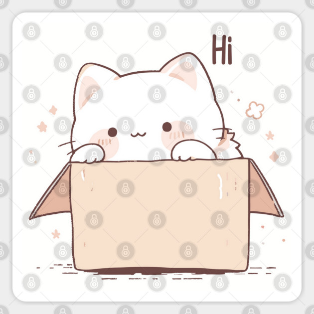 Cute Kawaii Cat says Hi Sticker by Luxinda