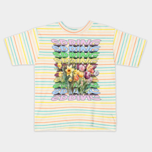 Spring Is Here Colorful Floral mirrored design Kids T-Shirt
