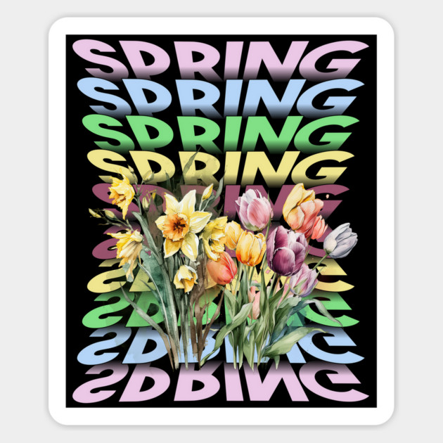 Spring Is Here Colorful Floral mirrored design Magnet by Luxinda