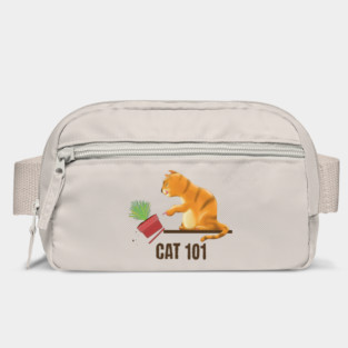 Cat 101 Funny kitty pushing plant off shelf Bag