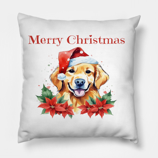 Golden Retriever Christmas, Dogs, Pets, Dog Lovers, Holidays with Pets Pillow by BirdsnStuff