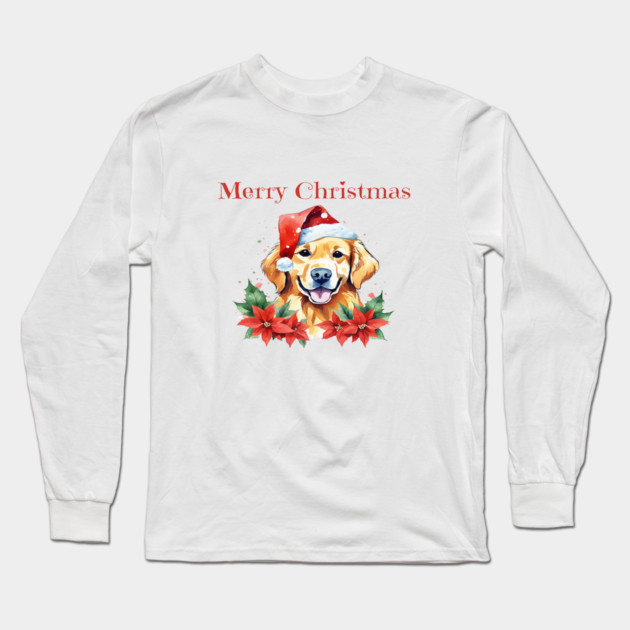 Golden Retriever Christmas, Dogs, Pets, Dog Lovers, Holidays with Pets Long Sleeve T-Shirt by BirdsnStuff