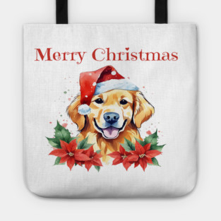 Golden Retriever Christmas, Dogs, Pets, Dog Lovers, Holidays with Pets Tote