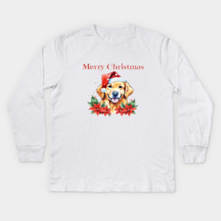 Golden Retriever Christmas, Dogs, Pets, Dog Lovers, Holidays with Pets Kids Long Sleeve T-Shirt