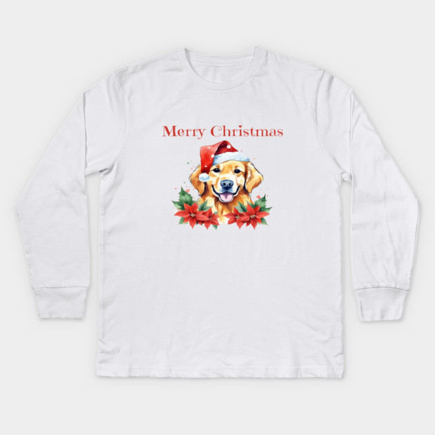 Golden Retriever Christmas, Dogs, Pets, Dog Lovers, Holidays with Pets Kids Long Sleeve T-Shirt by BirdsnStuff