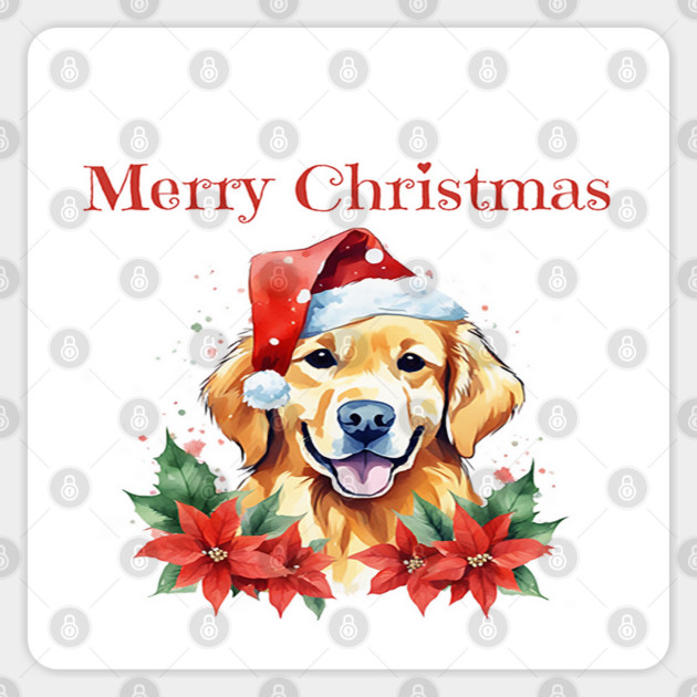 Golden Retriever Christmas, Dogs, Pets, Dog Lovers, Holidays with Pets Sticker by BirdsnStuff