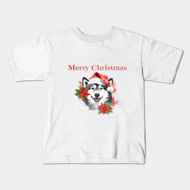 Alaskan Malamute Christmas, Holiday, X-mas, Dogs, Animal Lovers, Pets Kids T-Shirt by BirdsnStuff