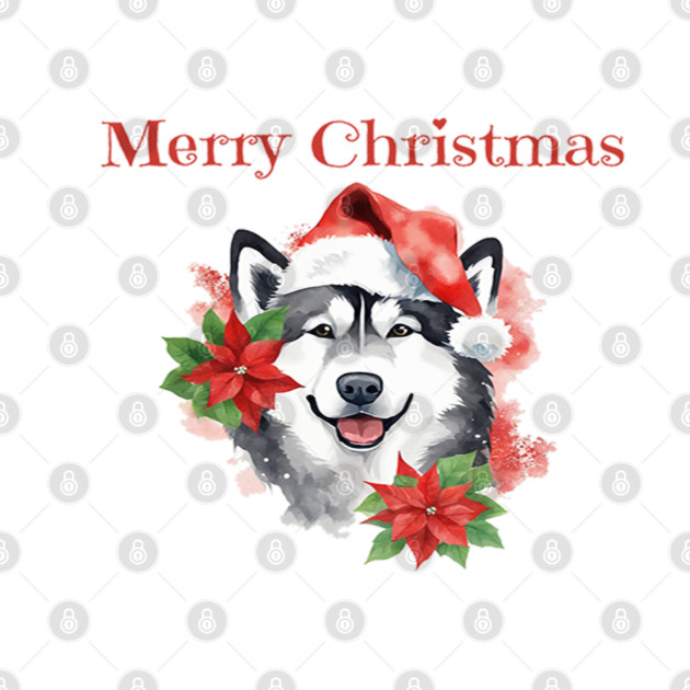 Alaskan Malamute Christmas, Holiday, X-mas, Dogs, Animal Lovers, Pets by BirdsnStuff
