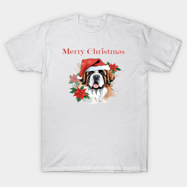 Saint Bernard Christmas, Dog lovers, Xmas, Holiday, Animal Lovers, December Holiday T-Shirt by BirdsnStuff
