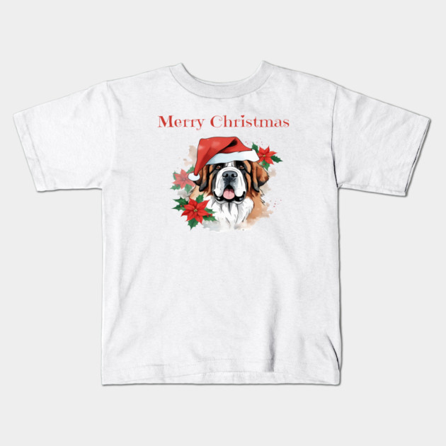 Saint Bernard Christmas, Dog lovers, Xmas, Holiday, Animal Lovers, December Holiday Kids T-Shirt by BirdsnStuff
