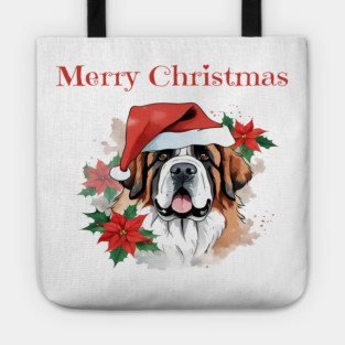 Saint Bernard Christmas, Dog lovers, Xmas, Holiday, Animal Lovers, December Holiday Tote