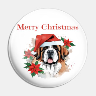 Saint Bernard Christmas, Dog lovers, Xmas, Holiday, Animal Lovers, December Holiday Pin