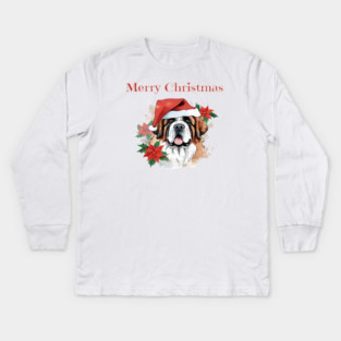 Saint Bernard Christmas, Dog lovers, Xmas, Holiday, Animal Lovers, December Holiday Kids Long Sleeve T-Shirt