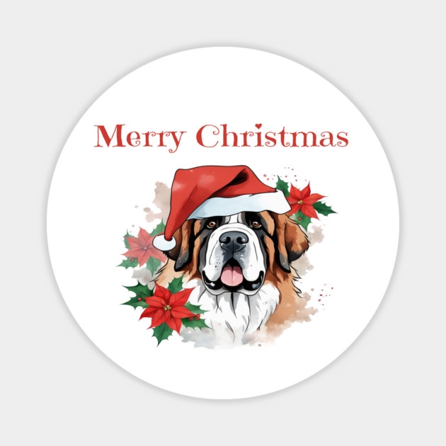 Saint Bernard Christmas, Dog lovers, Xmas, Holiday, Animal Lovers, December Holiday Magnet by BirdsnStuff