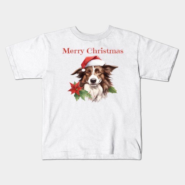 Border Collie Christmas, Dogs, Xmas, Pet Lovers, Dog Lovers, Holiday Kids T-Shirt by BirdsnStuff