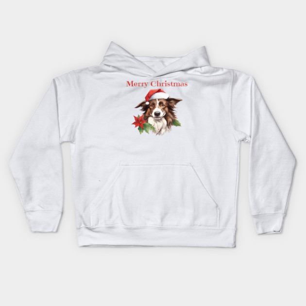 Border Collie Christmas, Dogs, Xmas, Pet Lovers, Dog Lovers, Holiday Kids Hoodie by BirdsnStuff