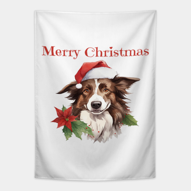 Border Collie Christmas, Dogs, Xmas, Pet Lovers, Dog Lovers, Holiday Tapestry by BirdsnStuff