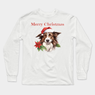 Border Collie Christmas, Dogs, Xmas, Pet Lovers, Dog Lovers, Holiday Long Sleeve T-Shirt