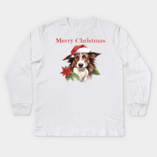 Border Collie Christmas, Dogs, Xmas, Pet Lovers, Dog Lovers, Holiday Kids Long Sleeve T-Shirt