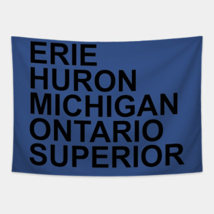 The Great Lakes Names List Black Ink Tapestry