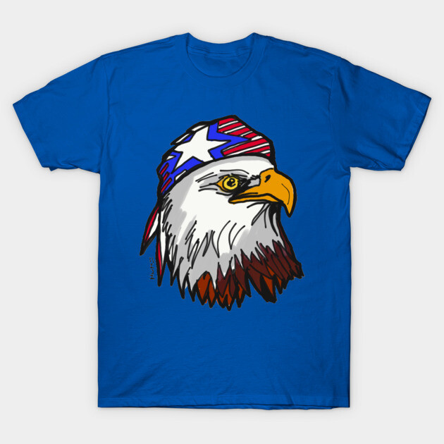 American Bald Eagle with USA Bandana Celebrating July