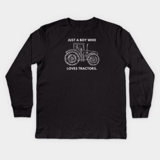 Just a boy who loves tractors Kids Long Sleeve T-Shirt