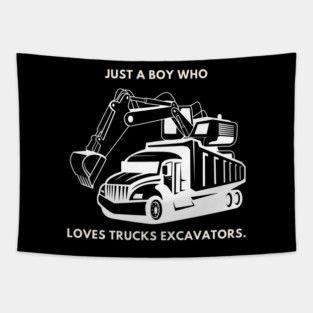 Just a boy who loves trucks excavators Tapestry