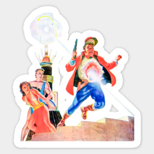 REVISTANGO #158 - Imaginative Laser Beam World of Never Men with Atomic Tower and Struck Hero in 1957 Science Fiction Tales Pulp Comic Illustration Vintage Sticker