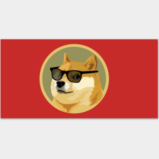 Doge Coin with Sunglasses Posters and Art