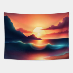 sunset beach Tapestry