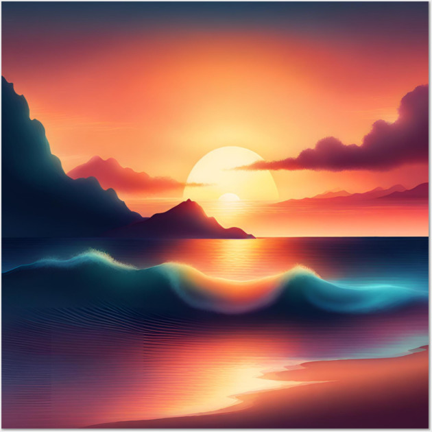 sunset beach Wall Art by BlackMeme94