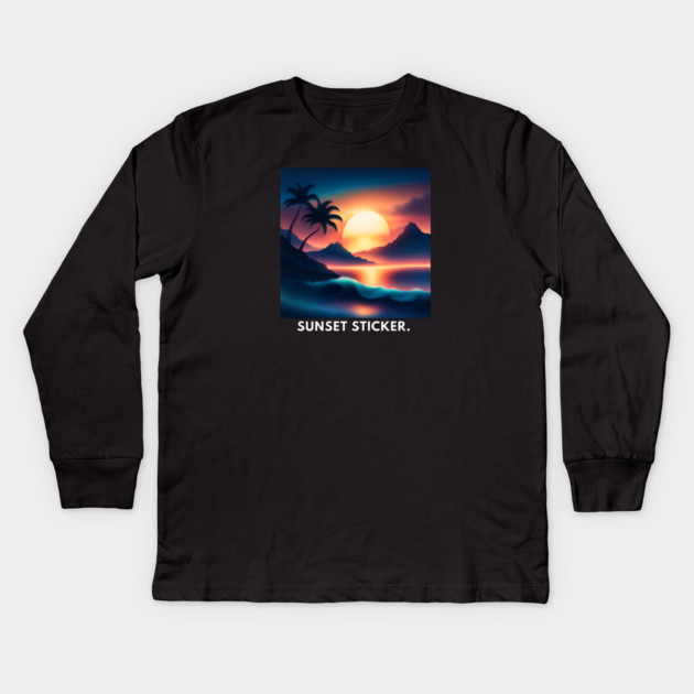 sunset beach Kids Long Sleeve T-Shirt by BlackMeme94