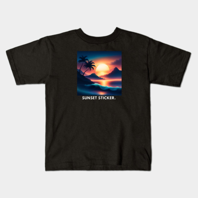 sunset beach Kids T-Shirt by BlackMeme94