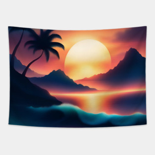 sunset beach Tapestry