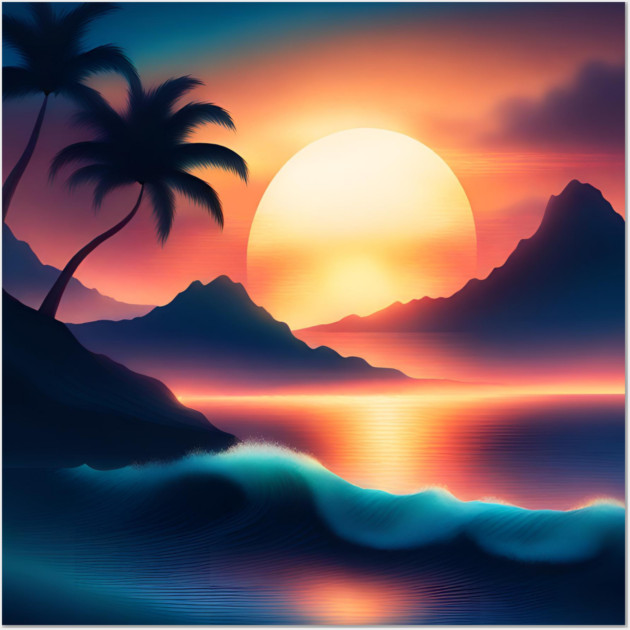 sunset beach Wall Art by BlackMeme94