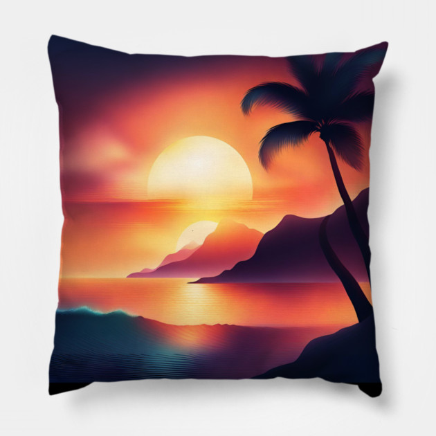 sunset beach Pillow by BlackMeme94