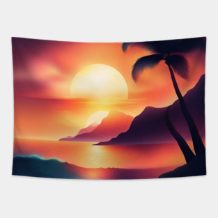 sunset beach Tapestry