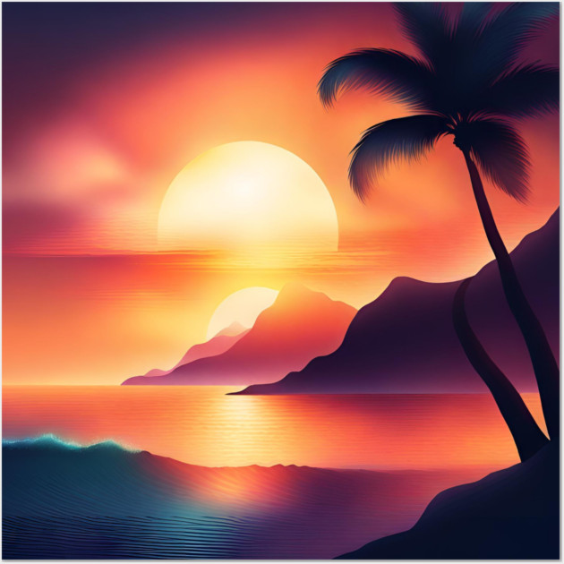 sunset beach Wall Art by BlackMeme94