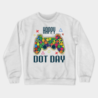 Happy Dot Day Gamers Boy Game Controller Colourful Polka Dot Crewneck Sweatshirt