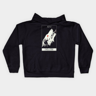 Death Tarot Card Wolf Art Kids Hoodie