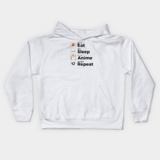 Eat Sleep Anime Repeat Kids Hoodie